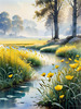 Frost-Kissed Meadow with Crystalline Grass at Dawn Landscape Art
