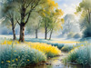Frost-Kissed Meadow with Crystalline Grass at Dawn Landscape Art