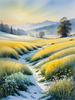 Frost-Kissed Meadow with Crystalline Grass at Dawn Landscape Art