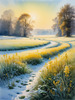 Frost-Kissed Meadow with Crystalline Grass at Dawn Landscape Art