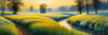 Frost-Kissed Meadow with Crystalline Grass at Dawn Landscape Art