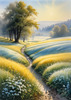 Frost-Kissed Meadow with Crystalline Grass at Dawn Landscape Art