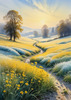 Frost-Kissed Meadow with Crystalline Grass at Dawn Landscape Art