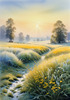 Frost-Kissed Meadow with Crystalline Grass at Dawn Landscape Art