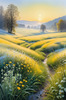 Frost-Kissed Meadow with Crystalline Grass at Dawn Landscape Art