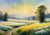 Frost-Kissed Meadow with Crystalline Grass at Dawn Landscape Art