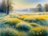 Frost-Kissed Meadow with Crystalline Grass at Dawn Landscape Art