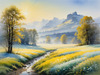 Frost-Kissed Meadow with Crystalline Grass at Dawn Landscape Art