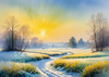 Frost-Kissed Meadow with Crystalline Grass at Dawn Landscape Art