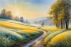 Frost-Kissed Meadow with Crystalline Grass at Dawn Landscape Art
