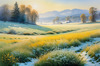 Frost-Kissed Meadow with Crystalline Grass at Dawn Landscape Art
