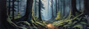 Printable Art of Deep Woods under Full Moonlight with Long Shadows