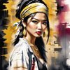 Printable Gangsta Girl Portrait with Bandana and Oversized Gold Jewelry against Graffiti Wall