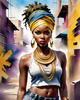 Printable Gangsta Girl Portrait with Bandana and Oversized Gold Jewelry against Graffiti Wall