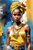 Printable Gangsta Girl Portrait with Bandana and Oversized Gold Jewelry against Graffiti Wall