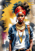 Printable Gangsta Girl Portrait with Bandana and Oversized Gold Jewelry against Graffiti Wall