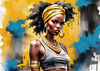 Printable Gangsta Girl Portrait with Bandana and Oversized Gold Jewelry against Graffiti Wall