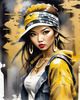 Printable Gangsta Girl Portrait with Bandana and Oversized Gold Jewelry against Graffiti Wall