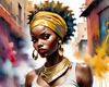 Printable Gangsta Girl Portrait with Bandana and Oversized Gold Jewelry against Graffiti Wall