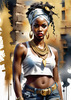 Printable Gangsta Girl Portrait with Bandana and Oversized Gold Jewelry against Graffiti Wall