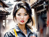 Printable Gear Head Girl with Grease in Garage Art Image