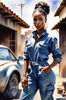 Printable Gear Head Girl with Grease in Garage Art Image