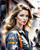 Printable Gear Head Girl with Grease in Garage Art Image
