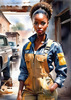 Printable Gear Head Girl with Grease in Garage Art Image