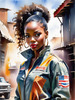 Printable Gear Head Girl with Grease in Garage Art Image
