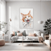 Ginger-White Shorthair Living Room Demo