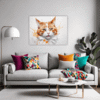 Ginger-White Shorthair Living Room Demo