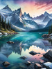 Reflective Glacial Lake with Snowy Mountains and Aurora Borealis
