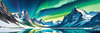 Reflective Glacial Lake with Snowy Mountains and Aurora Borealis
