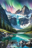 Reflective Glacial Lake with Snowy Mountains and Aurora Borealis