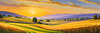 Golden Wheat Field at Sunset Realistic Landscape Art Print