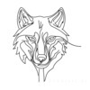 Minimalist Line Art Hinting at Gray Wolf's Alert Ear and Snout