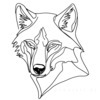 Minimalist Line Art Hinting at Gray Wolf's Alert Ear and Snout