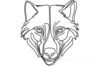 Minimalist Line Art Hinting at Gray Wolf's Alert Ear and Snout