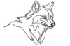 Minimalist Line Art Hinting at Gray Wolf's Alert Ear and Snout