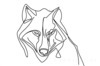 Minimalist Line Art Hinting at Gray Wolf's Alert Ear and Snout