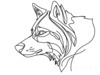 Minimalist Line Art Hinting at Gray Wolf's Alert Ear and Snout