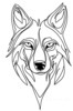 Minimalist Line Art Hinting at Gray Wolf's Alert Ear and Snout