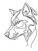 Minimalist Line Art Hinting at Gray Wolf's Alert Ear and Snout