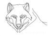 Minimalist Line Art Hinting at Gray Wolf's Alert Ear and Snout