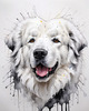 Abstract Great Pyrenees Fluffy Sketch Art Print