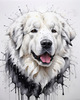 Abstract Great Pyrenees Fluffy Sketch Art Print