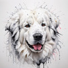 Abstract Great Pyrenees Fluffy Sketch Art Print
