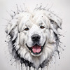 Abstract Great Pyrenees Fluffy Sketch Art Print