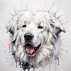 Abstract Great Pyrenees Fluffy Sketch Art Print