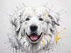 Abstract Great Pyrenees Fluffy Sketch Art Print